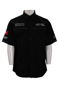 DS070 designs black embroidered logo uniforms  trailer industry companies  uniforms  maintenance  front view